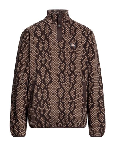 Dickies Man Sweatshirt Dark Brown Size Xl Polyester, Cotton In Brown
