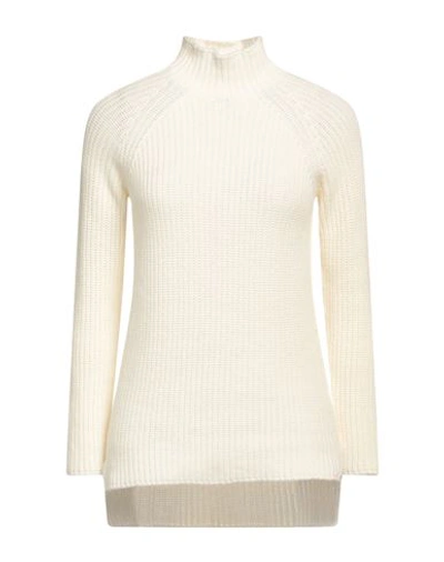Shop Gentryportofino Woman Turtleneck Cream Size 4 Virgin Wool, Cashmere In White
