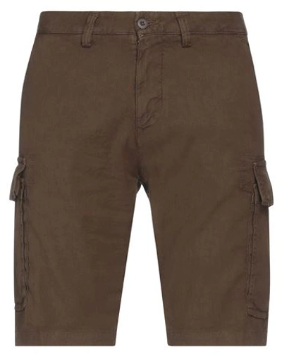 Shop Modfitters Man Shorts & Bermuda Shorts Military Green Size 34 Linen, Cotton, Elastane