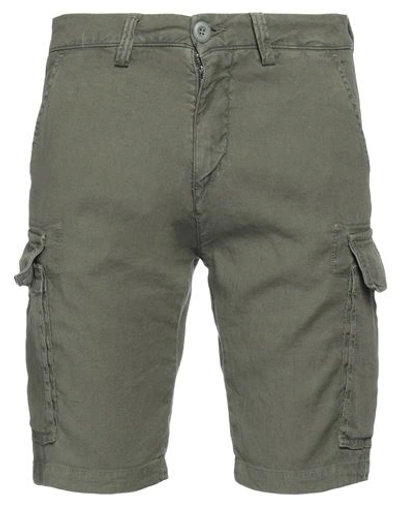 Shop Modfitters Man Shorts & Bermuda Shorts Dark Green Size 31 Linen, Cotton, Elastane