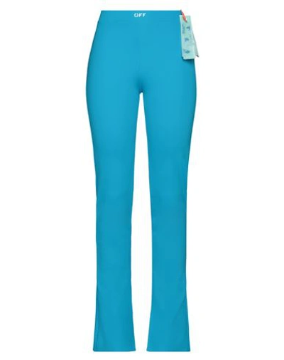 Shop Off-white Woman Pants Azure Size 8 Polyamide, Elastane In Blue