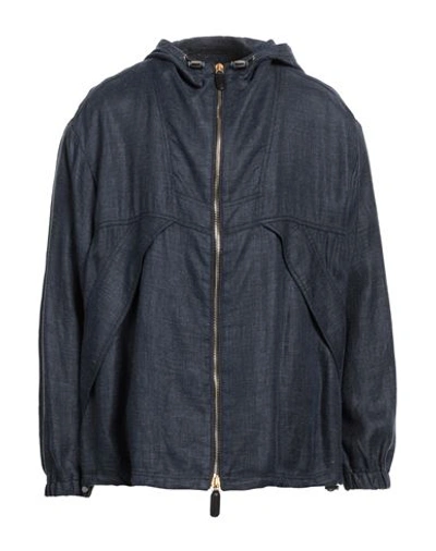 Shop Giorgio Armani Man Jacket Slate Blue Size L Acetate, Linen