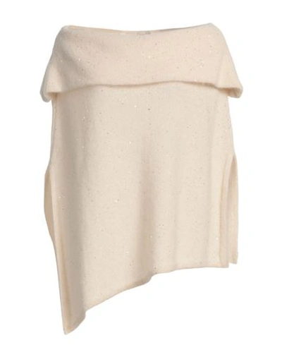 Shop Gentryportofino Woman Cape Ivory Size 6 Alpaca Wool, Mohair Wool, Viscose, Polyamide, Polyester In White