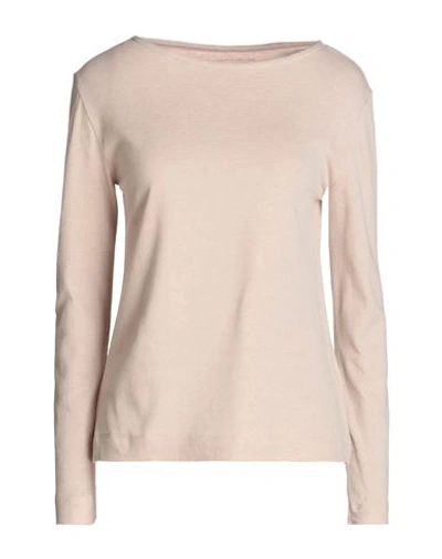 Shop Majestic Filatures Woman T-shirt Beige Size 1 Cotton, Cashmere