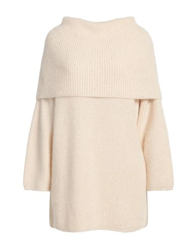 Shop Gentryportofino Woman Turtleneck Cream Size 12 Alpaca Wool, Mohair Wool, Viscose, Polyamide, Polyest In White