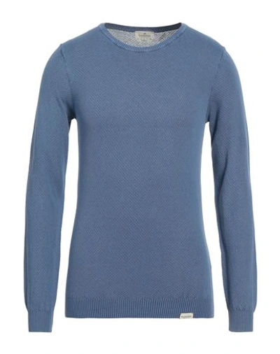 Brooksfield Man Sweater Pastel Blue Size 48 Cotton In Blue