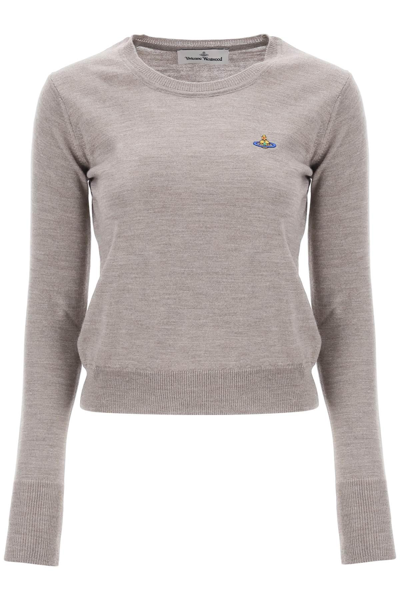 Shop Vivienne Westwood Bea Cardigan With Logo Embroidery In Grey