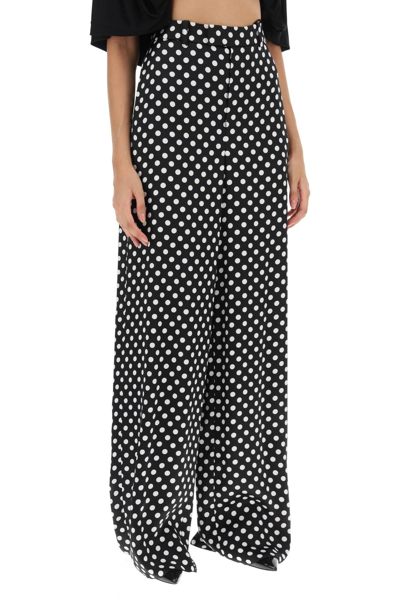 Shop Saint Laurent Polka Dot Palazzo Pants In Black,white