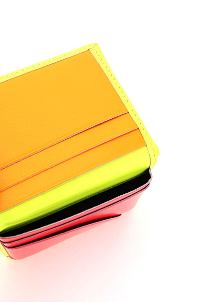 Shop Comme Des Garçons Fluo Leather Bifold Wallet In Fluo,yellow,fuchsia,orange