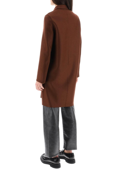 Shop Harris Wharf London Single-breasted Coat In Pressed Wool In Brown