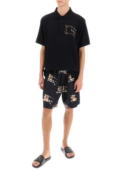 Shop Burberry Shorts With Ekd Motif In Black