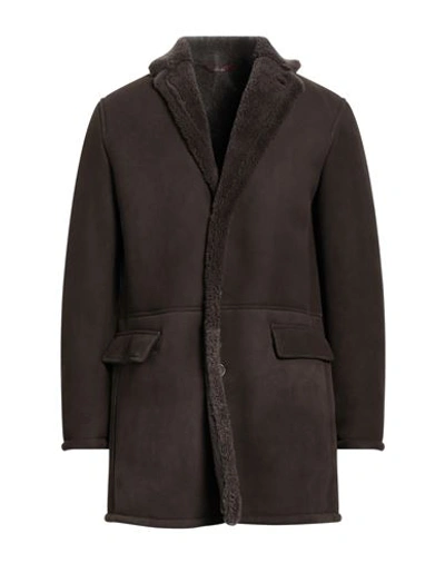 Shop Stewart Man Coat Dark Brown Size Xl Leather