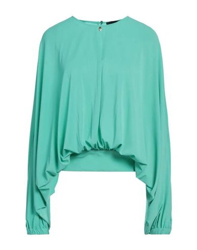 Shop Cavalli Class Woman Top Turquoise Size 4 Polyester, Elastane In Blue