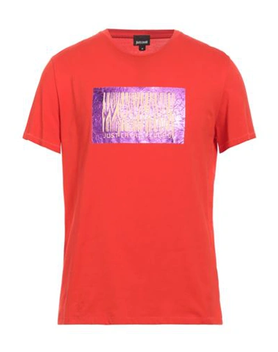 Shop Just Cavalli Man T-shirt Red Size Xl Cotton