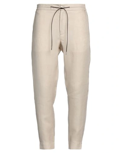 Shop Tombolini Man Pants Cream Size 38 Linen In White