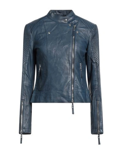 Shop Be Edgy Woman Jacket Slate Blue Size S Sheepskin