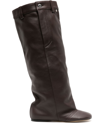 Shop Loewe Brown Toy Knee-high Leather Boots