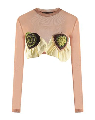Andersson Bell Woman Top Camel Size M Polyester, Elastane, Cotton In Beige
