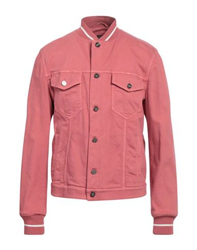 Shop A.testoni A. Testoni Man Denim Outerwear Pastel Pink Size 42 Cotton, Elastane