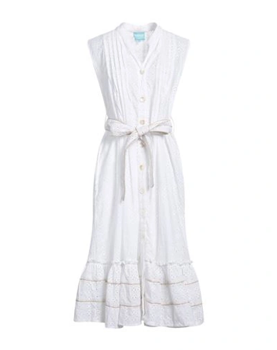 Shop Iconique Woman Midi Dress White Size L Cotton