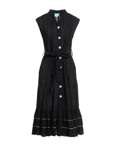 Shop Iconique Woman Midi Dress Black Size L Cotton