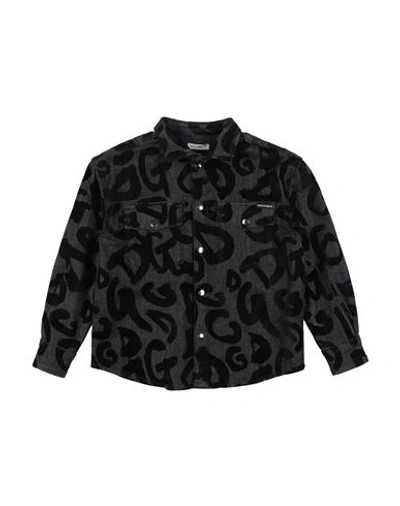 Shop Dolce & Gabbana Toddler Boy Denim Shirt Black Size 5 Cotton, Elastane, Polyamide
