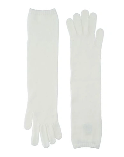 Shop Gentryportofino Woman Gloves Ivory Size S Virgin Wool, Cashmere In White