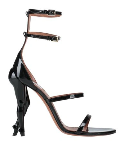 Shop Alaïa Woman Sandals Black Size 7 Calfskin