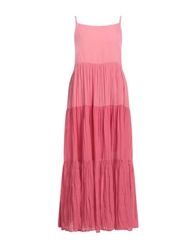 Shop European Culture Woman Maxi Dress Pastel Pink Size Xxl Cotton, Ramie, Silk