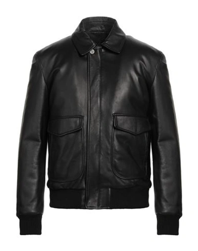 Shop A.testoni A. Testoni Man Jacket Black Size 40 Ovine Leather