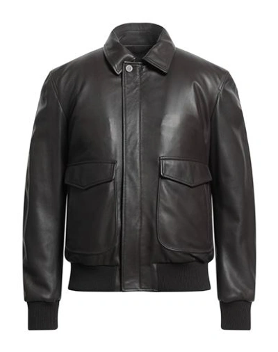 Shop A.testoni A. Testoni Man Jacket Dark Brown Size 40 Ovine Leather