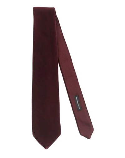 Shop Giorgio Armani Man Ties & Bow Ties Burgundy Size - Silk, Viscose In Red