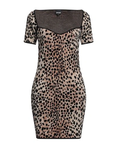 Shop Just Cavalli Woman Mini Dress Beige Size M Viscose, Polyester, Cotton