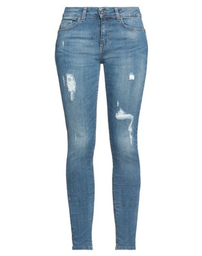 Shop Liu •jo Woman Jeans Blue Size 32w-30l Cotton, Elastane