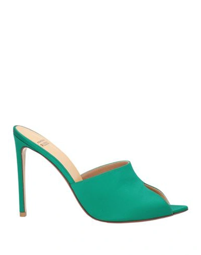 Shop Francesco Russo Woman Sandals Emerald Green Size 7.5 Textile Fibers