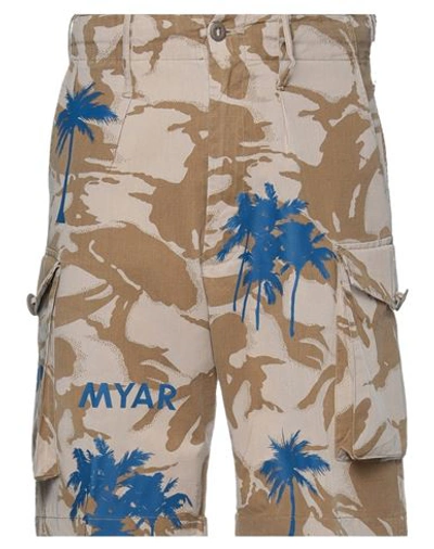 Shop Myar Man Shorts & Bermuda Shorts Beige Size Xl Cotton, Polyester