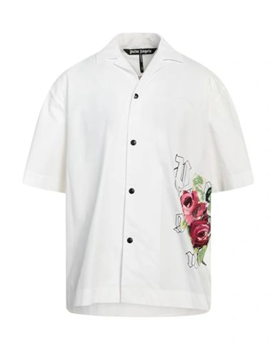 Shop Palm Angels Man Shirt White Size L Cotton, Wool, Acrylic