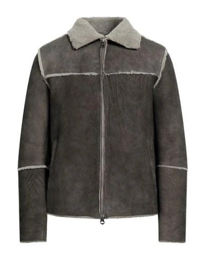 Shop Stewart Man Jacket Lead Size Xl Lambskin In Grey