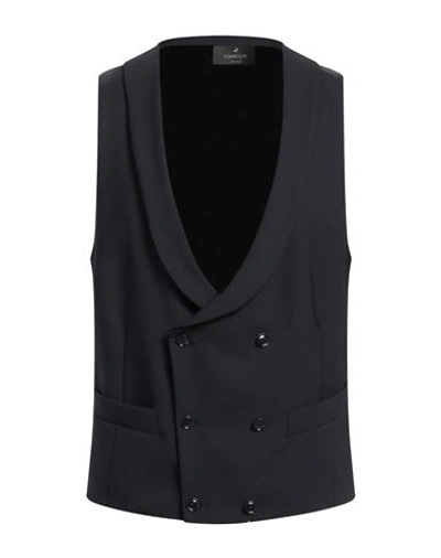 Shop Tombolini Man Tailored Vest Midnight Blue Size 40 Wool, Elastane