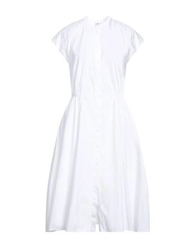 Shop European Culture Woman Midi Dress White Size Xxl Cotton