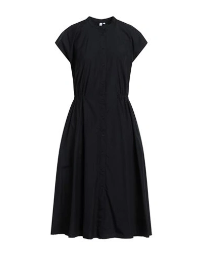 Shop European Culture Woman Midi Dress Black Size Xl Cotton