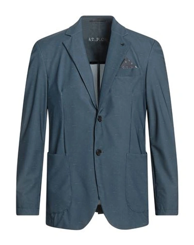 At.p.co At. P.co Man Blazer Navy Size 40 Polyester, Elastane In Navy Blue