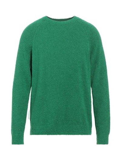 Sandro Man Sweater Green Size L Cotton, Polyamide, Elastane In Green