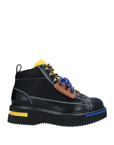 Shop Dsquared2 Man Ankle Boots Black Size 9 Leather, Textile Fibers