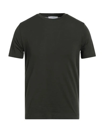 Shop Cruciani Man T-shirt Dark Green Size 44 Cotton, Elastane