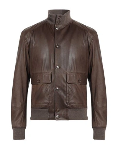 Shop Stewart Man Jacket Dark Brown Size Xxl Soft Leather