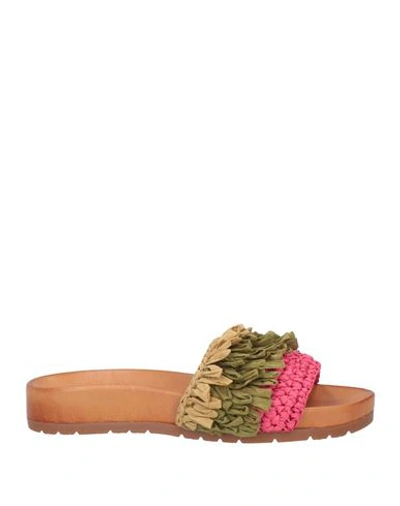 Shop Divine Follie Woman Sandals Fuchsia Size 6 Synthetic Raffia In Pink