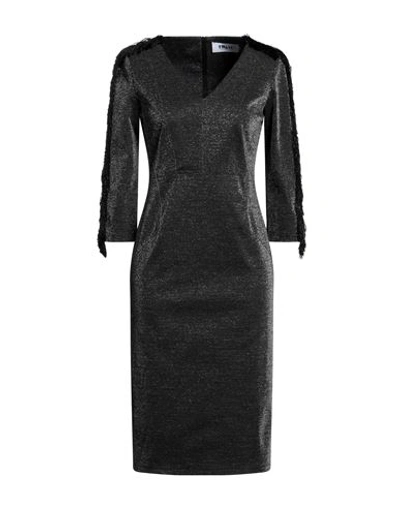 Shop Frase Francesca Severi Woman Midi Dress Black Size 6 Polyester, Metallic Fiber, Elastane