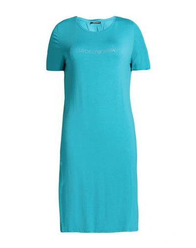 Shop Emporio Armani Woman Cover-up Turquoise Size 10 Viscose, Elastane In Blue