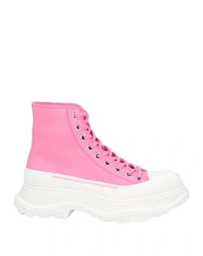 Shop Alexander Mcqueen Woman Ankle Boots Pink Size 11 Calfskin